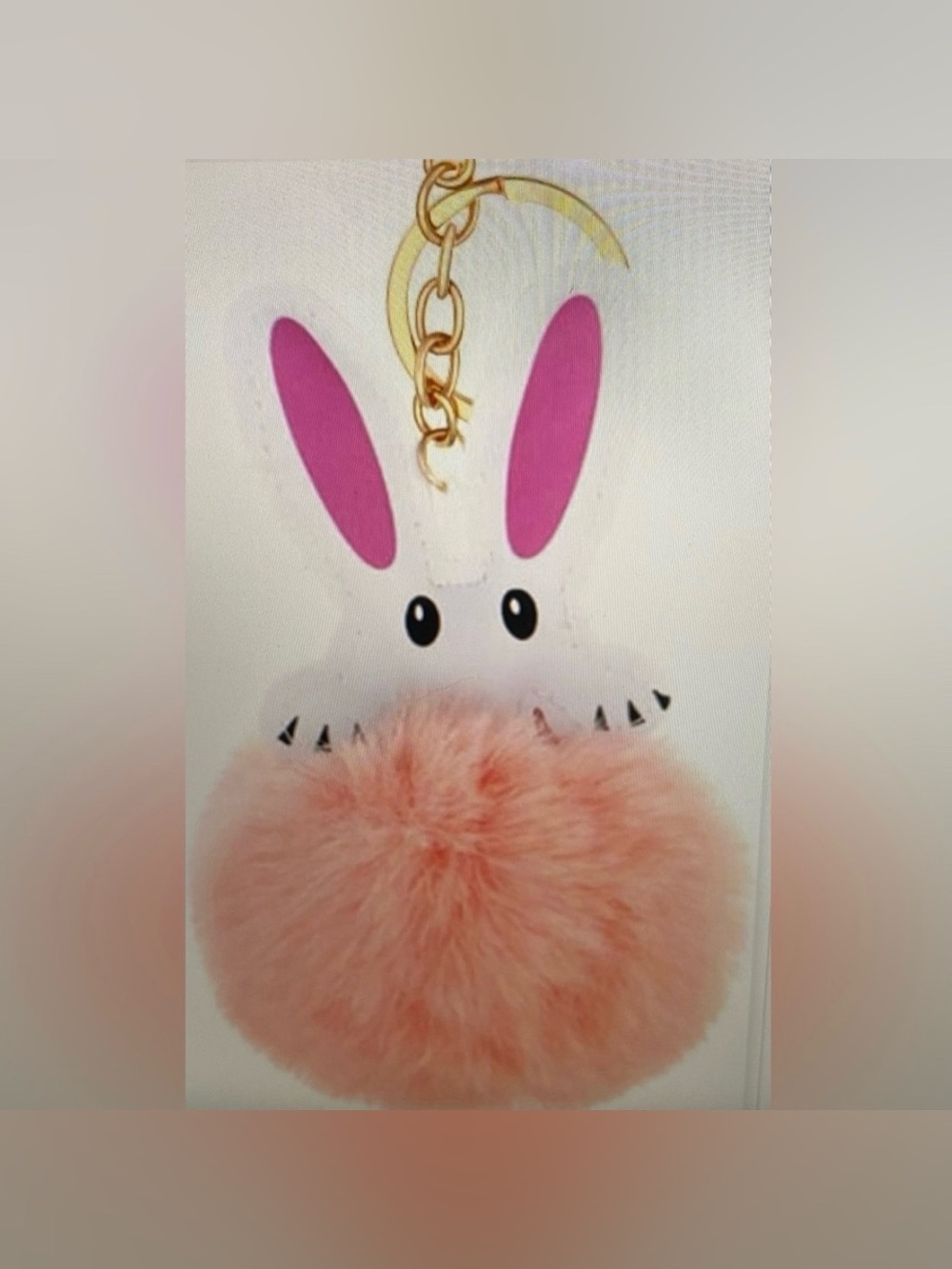 Bunny Faux Leather Pompom Key Ring Purse Charm Bunny Rabbit
